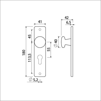Dulimex Ami Knop type 160/40 vast kortschild 180/41 RH PC-maat 55 zwart