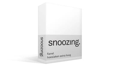 Snoozing - Flanel - Hoeslaken - Eenpersoons - Extra Hoog - 80/90x200 cm - Wit