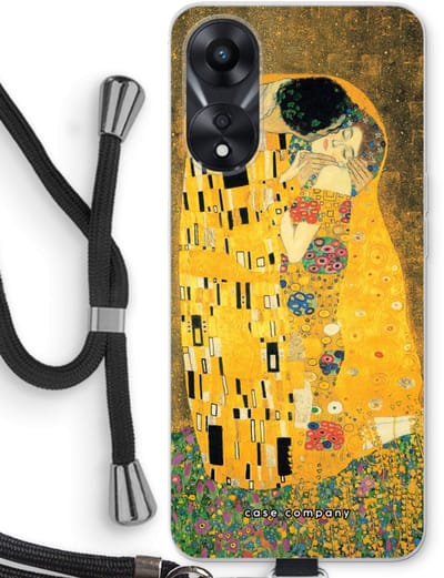 Case Company® - Hoesje met koord geschikt voor Oppo A78 5G hoesje met Koord - Der Kuss - Telefoonhoesje met Zwart Koord - Bescherming aan alle Kanten en Over de Schermrand
