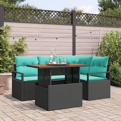 vidaXL - Tuinbank - Set - 5 - st - 4-Aantal - zitplaatsen - Zwart - en - Teal