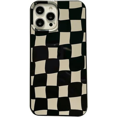 Coque souple à motif damier torsadé pour iPhone 16, 15, 14, 13, 12, 11 Pro Max, 7, 8 Plus, Mini, X, XR, XS, protection antichoc TPU&For iPhone 12