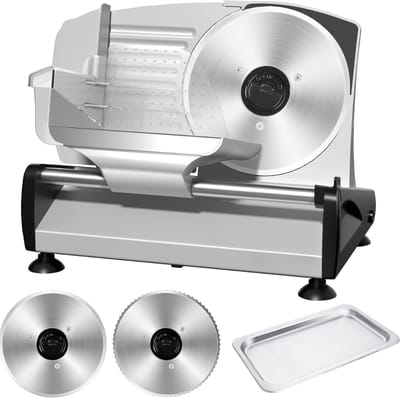 REN® Vleessnijmachine - Snijmachine Allessnijder - Vlees Snijmachine voor Thuis - Zilver - 38cm x 24cm x 26cm