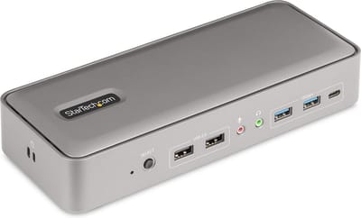 StarTech.com 129UE-USBC-KVM-DOCK Dual-Laptop USB-C KVM Docking Station Dual Monitor 4K 60Hz DisplayPort Dock 5-Port USB Hub GbE 90W/45W Power Delivery to Two Laptops Windows/Mac 2-Host KVM Dock