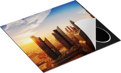 Chefcare Inductie Beschermer Dubai Stad bij Zonsopgang - 60x50 cm - Afdekplaat Inductie - Kookplaat Beschermer - Inductie Mat