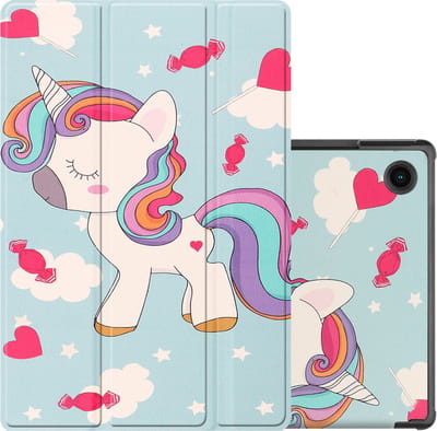 Hoes - Geschikt voor Samsung Galaxy Tab A8 - Dun & Stevig - Trifold Bookcase - Hard Cover - Hardcover Book Case - Tablet Hoesje - Eenhoorn