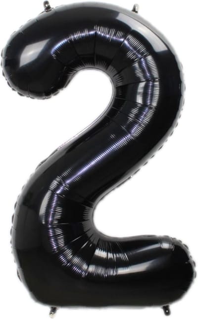 Folie Ballon Cijfer 2 Jaar Zwart 70Cm Verjaardag Folieballon Met Rietje