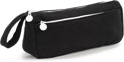 Etui - Etui Corduroy - Leuke Etui Mooi - Etui met Praktische Ritssluiting - Cosmetische Tas - Geschikt voor Schoolgaande Tieners Jongens Meisjes - zwart