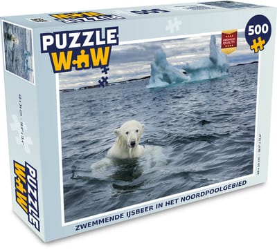 Puzzel Zwemmende ijsbeer in het noordpoolgebied - Legpuzzel - Puzzel 500 stukjes