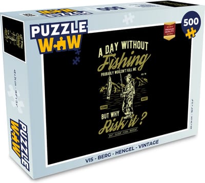 Puzzel Vis - Berg - Hengel - Vintage - Legpuzzel - Puzzel 500 stukjes
