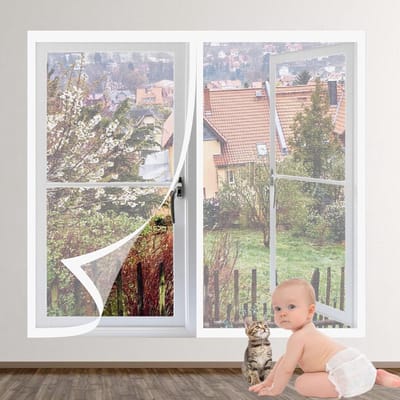 Magnetisch Raamgordijn - Insectenhor Raam - Insecten Buiten - Zonder Boren - 72x125 cm - Wit