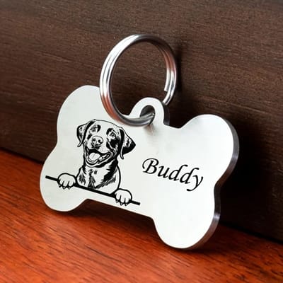 Hondenpenning gegraveerde hond - Hondenpenning graveren - huisdierpenning gegraveerd met afbeelding huisdier - Petshop Seven