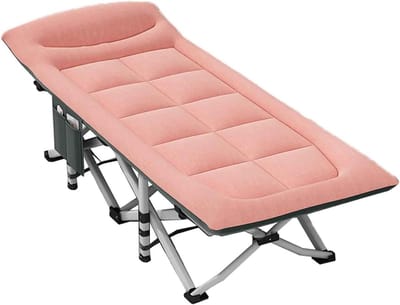 Opvouwbaar kampeerbed - Draagbaar slaapbed - Buiten ontspannen - Inclusief matras en kussen - 190x68x40cm - Roze