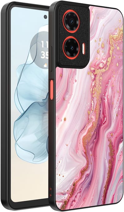 Smartphonica Telefoonhoesje Geschikt voor Motorola Moto G04 - G24 - G24 Power - E14 met marmer opdruk - TPU backcover case marble design - Roze