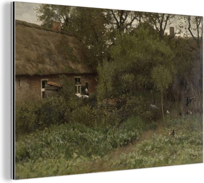 Aluminium schilderij 180x120 cm - Wanddecoratie metaal - De moestuin - Schilderij van Anton Mauve - Metalen muurdecoratie woonkamer - Decoratie industrieel - Foto op dibond - Industriële accessoires slaapkamer