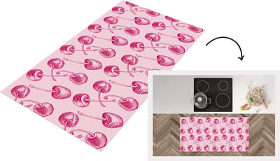 Keukenloper - Loper keuken - Vintage - Kersen - Patronen - Roze - 120x60 cm - Keukenloper vinyl