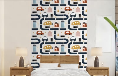 Behang - Fotobehang Design - Jongens - Auto - Kinderen - Breedte 140 cm x hoogte 220 cm