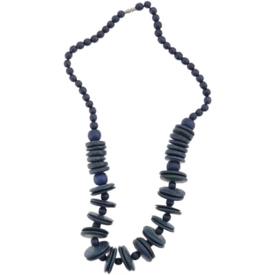 Behave – Houten kralen ketting – 45 cm – Donkerblauw – Schroefsluiting