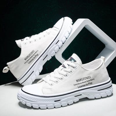 Lente Nieuwe Lichtgewicht Ademende Lage Sneakers Mode Canvas Schoenen Koreaanse Versie Trend Casual Herenschoenen 39 white