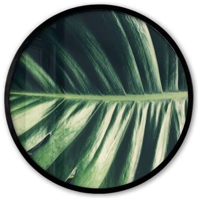Poster in lijst Rond - Fotolijst 40x40 cm - Posters - Bladeren - Tropisch - Jungle - Groen - Ronde posterlijst zwart - Decoratie - Wanddecoratie woonkamer - Muurdecoratie slaapkamer