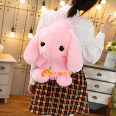 50cm Langoren Konijn Pluche Rugzak Gevuld Pluizig Verlegen Cartoon Dier Dubbele Schouders Tas Riem Verstelbaar Pluche Speelgoed Winkelmand 50cm backpack