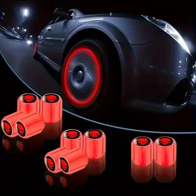 Lichtgevende ventieldoppen voor auto, Rood, 10 stuks glow in the dark luchtkappen, verlichte corrosiebestendige bandenspanningsdoppen, universeel voor auto, vrachtwagen, SUV, motorfietsen, fiets
