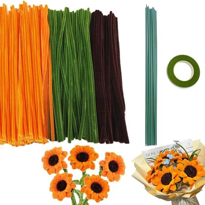 300 Stuks Gele Pijpenragers Knutseldraad voor Bloemen en Decoratie DIY