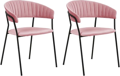 MARIPOSA - Eetkamerstoel set van 2 - Roze - Fluweel