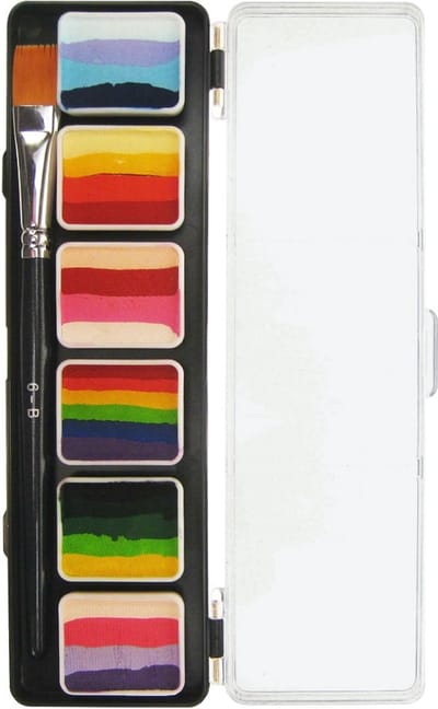 PXP Professional Colours Special FX 6 x 6 gram splitcake palet met kwast maat 6 - B. - Carnaval Schmink Kleur Feest Thema Body Paint