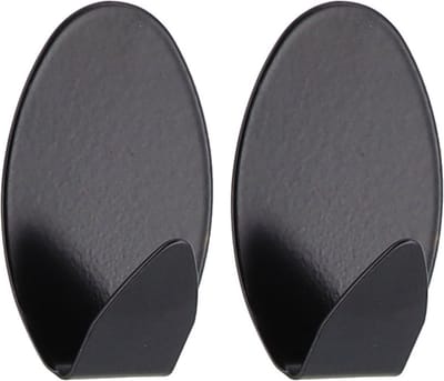 Tendance Plakhaakjes - 3 x 2,5 x 5 cm - zwart - Zelfklevende ophang haakjes - 2x stuks - RVS - keuken/badkamer haken