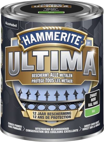 Hammerite Ultima - Zwart - 0,75 l - Mat - 7,5 m²/l - Afwerkingslaag