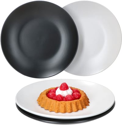 Set van 4 gebaksbordjes Nero Bianco wit & zwart