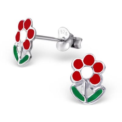 Princess Oorbellen Flower - 925 Zilver E-coating - Bloem - 6x9mm