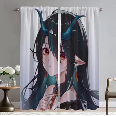 Arknights Gordijnen voor Woonkamer Gordijn voor Kamer 2 Panelen Woninginterieur Gordijnen Halloween Decoratie Scheidingsschermen Keuken W50xH70cmx2pcs-CL black