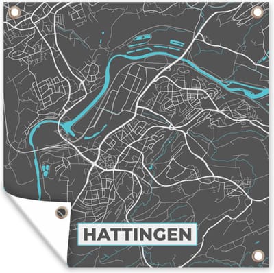 Tuin poster Stadskaart – Hattingen – Duitsland – Plattegrond – Kaart - 200x200 cm - Tuindoek