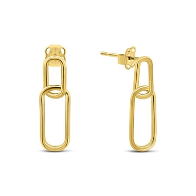 New Bling 9NBSAM-G230210 Gouden Oorknopjes Schakels met Emaille - 18,7x6,2mm - 14 Karaat - Goud;Zwart