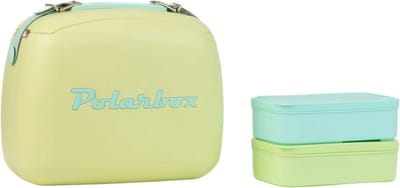 Retro Koelbox 6L met 2 Lunchboxen - Vintage Koelbox voor Picknick, Strand, Camping & Lunchbox – Lime Green - Sky Blue Polarbox.