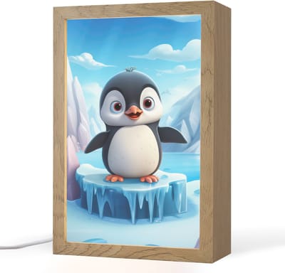 Nachtlampje 20x30 cm - Kinder lampje - Pinguïn - Meisjes - Pooldieren - Kinderen - Tafellamp kinderkamer - Slaapkamer lamp - Bedlamp kinderen - Kinderlampje stopcontact - Wandlamp babykamer - Nachtlampjes