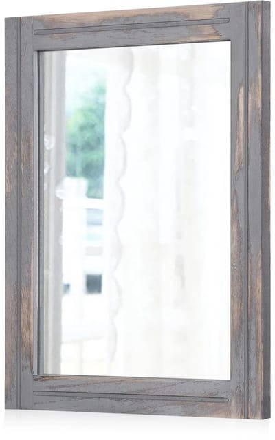 Houten Lijst Spiegel Rechthoekige Rustieke Wandspiegel Boerderij Decoratieve Kleine Hangende Spiegel voor Badkamer Woonkamer Slaapkamer