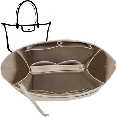 Famanu - Tas-organizer voor , vilten tasorganizer met sleutelketting en tas-in-tas (Beige, S)
