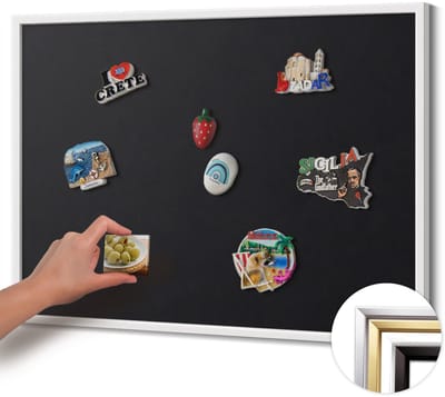 Wallfluent - Zwart Magnetisch Bord in Verschillende Kleuren - 80 cm x 60 cm - Magneetbord met Witte Frame - Zwarte kleur - Magneetbord Multifunctioneel - Magnetisch Bord voor Thuis en Kantoor - Magneetbord Voor Thuiskantoor