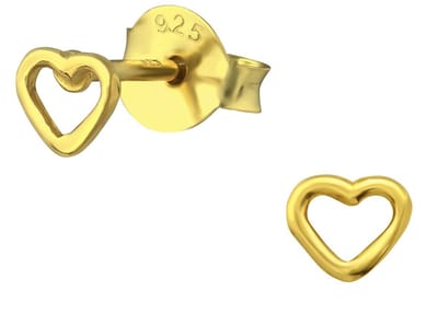 Joy|S - Zilveren petit hartje oorbellen - 3.5 mm - kinderoorbellen - gold plated