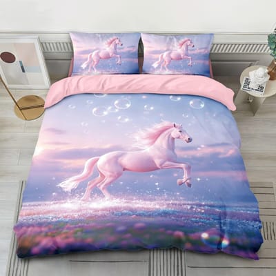 Paardenbeddengoed Paarden Dekbedovertrek Twin Full Queen King Boerderijdieren Dekbedovertrek Voor Kinderen Meisjes Tiener Kamer 100x135cm-2pcs gray