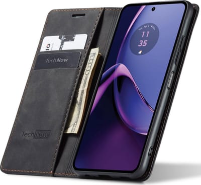 Hoesje geschikt voor Motorola Moto G84 - Book Case Leer Slimline Zwart