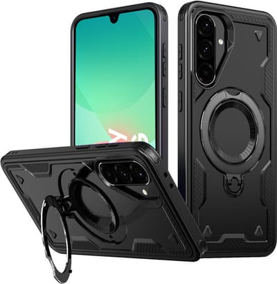 Hoesje Geschikt voor Samsung Galaxy A26 - Armor hoes met Ringhouder - Arara backcover - Zwart