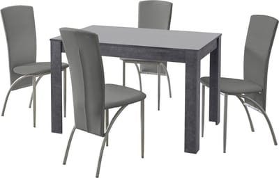 Lynn & Nicole-Set van Eettafel 120x80cm met 4 Stoelen Lichtgrijs