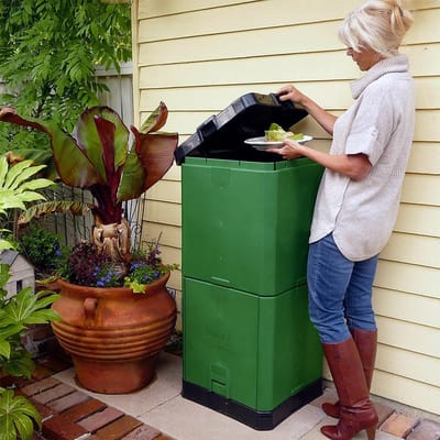 Compostbak - Afvalbak - Organisch afval verwerken - Isolatie en beluchting - 200 liter - Olijfgroen
