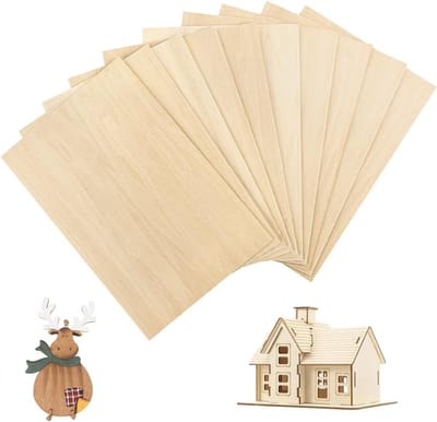 Set van 10 Houten Platen voor Creatieve Projecten, 300 x 200 x 1,5 mm, Balsahout voor Modelbouw, DIY Ambachten en Scheepsmodellen