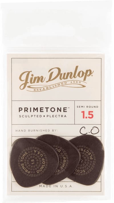 Jim Dunlop Primetone - Plectrums - Smooth Semi-Rond - Ultex 1,50 mm - Player's Pack 3 Stuks