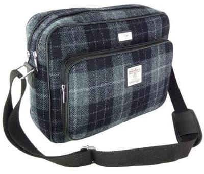 Messengerbag Bowmont Grijs Zwart - 28x40x16 - Harris Tweed - Glen Appin of Scotland