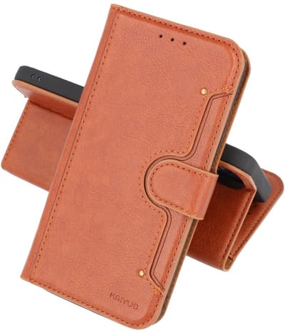 KAIYUE - Luxe Portemonnee Hoesje - Pasjeshouder Telefoonhoesje - Wallet Case - Geschikt voor Samsung Galaxy Note 10 Lite - Bruin